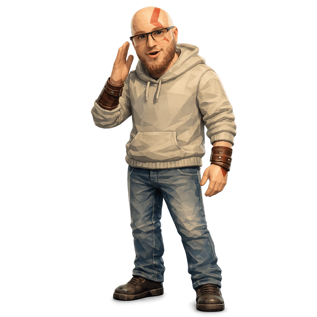 Figurine lowpoly de Kratos AI